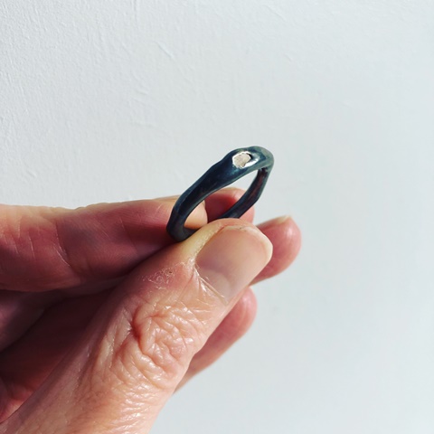 oxidized silver pebble ring