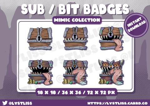 Sub / Bits Badge Mimic Collection - Lystliss's Ko-fi Shop - Ko-fi ️ ...