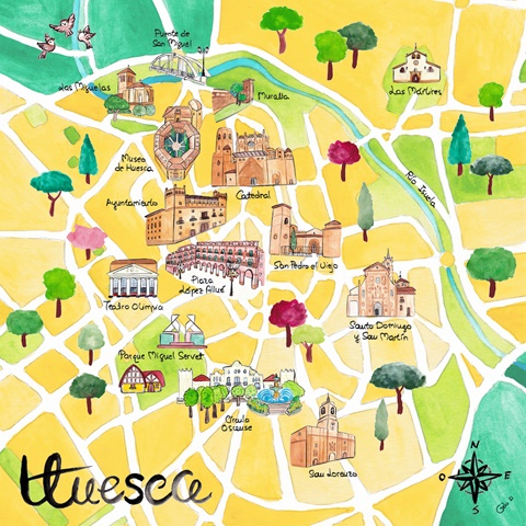 Plano ilustrado de Huesca