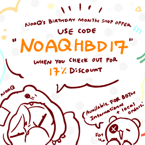 NoaQ's birthday month discount code