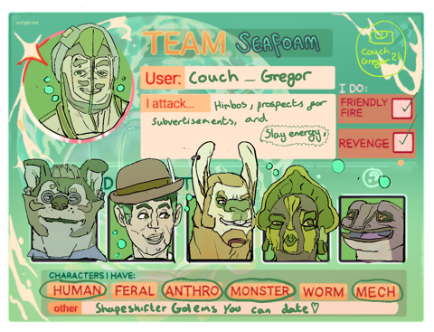 Seafoam Artfight Card for Couch Gregor