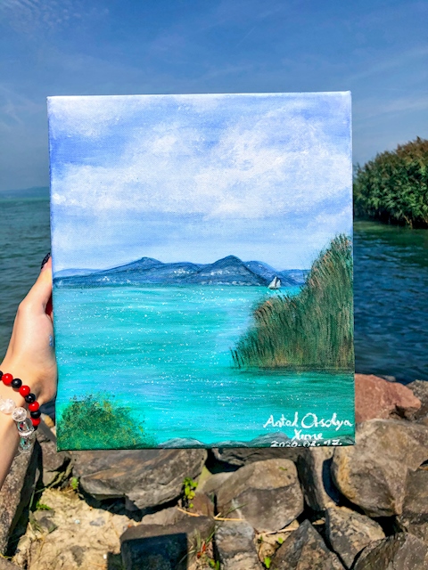 Acrylic painting of lake Balaton 💙