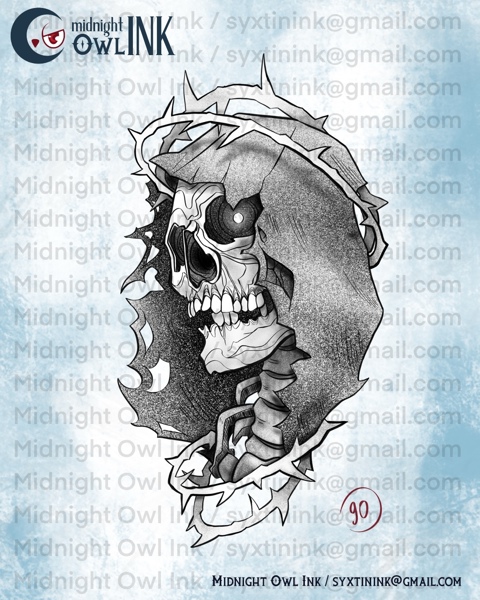 Dark skull tattoo flash