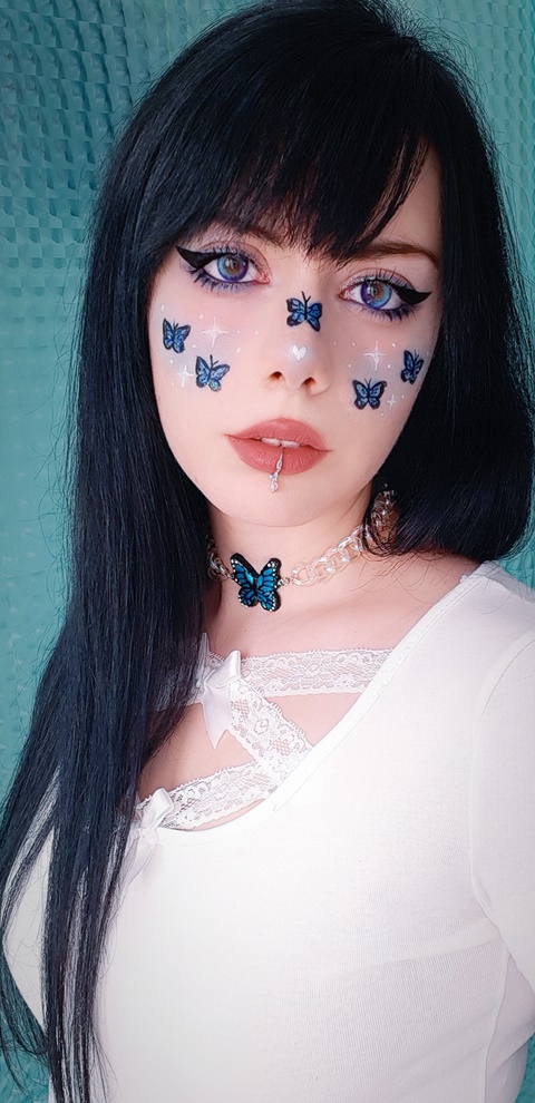 Butterfly makeup with handmade butterfly choker 