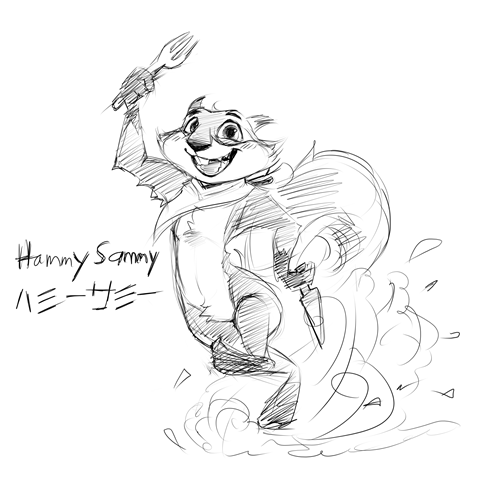 A one of sketch off Hammy from Over the Hedge