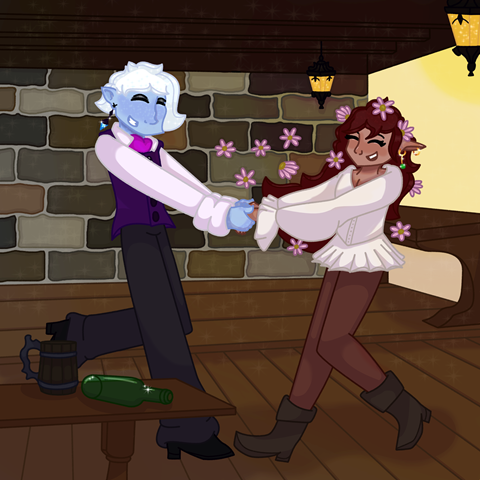 Airrin and Rozera Dancing in a Tavern