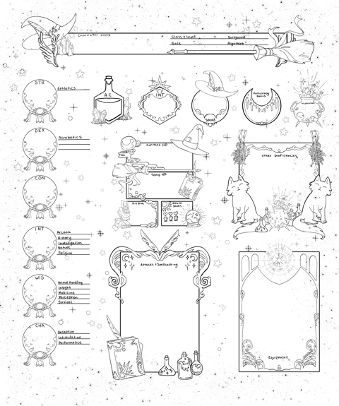 Witchy character sheet