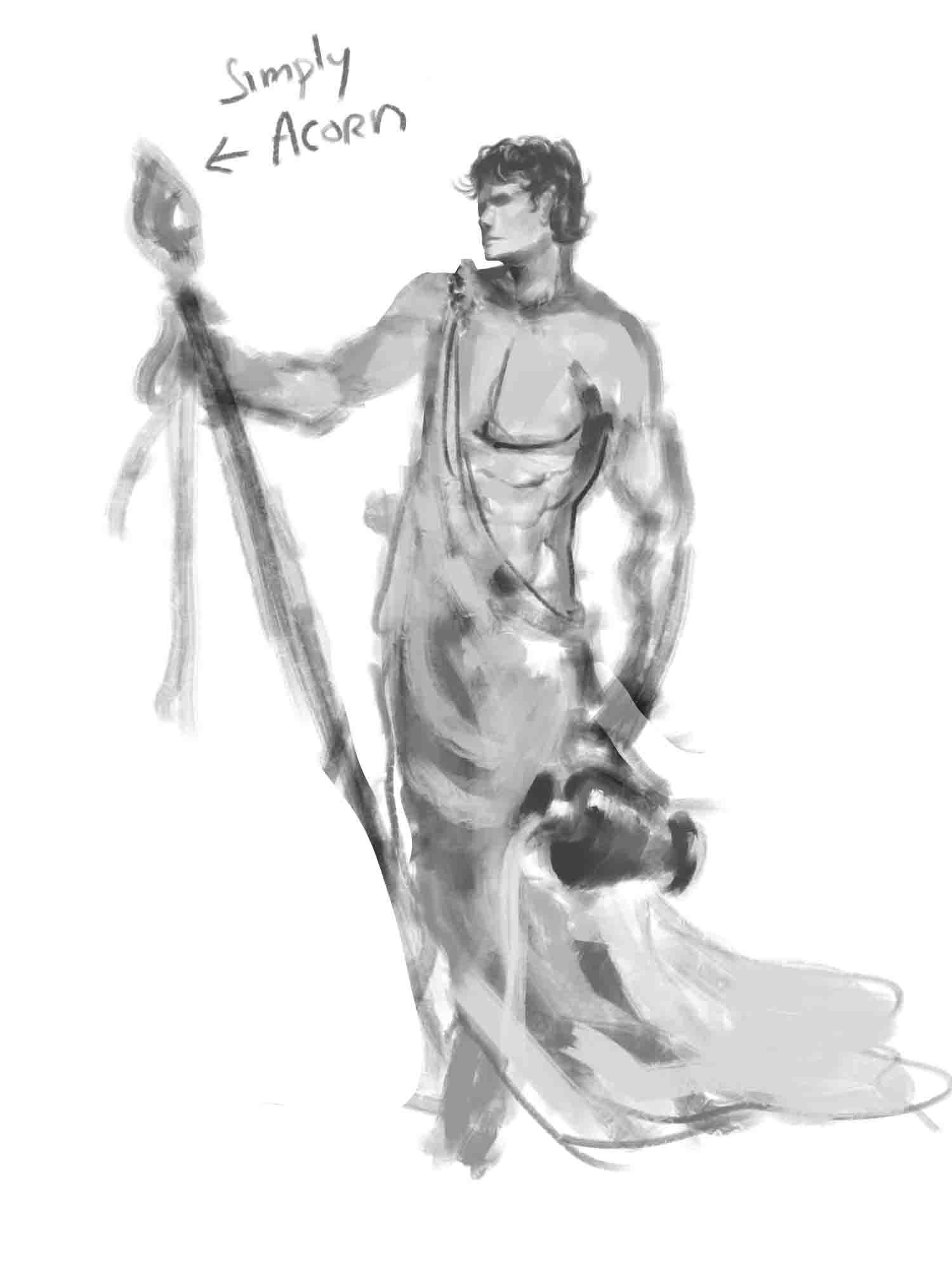 Dionysus - Draft to Full-Body Illustration