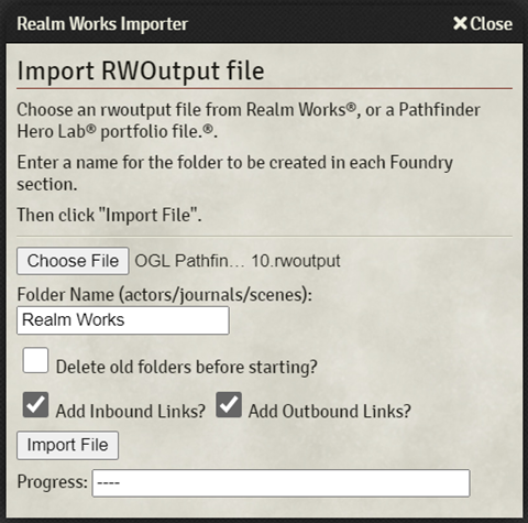 The "Realm Works Import" module for Foundry VTT