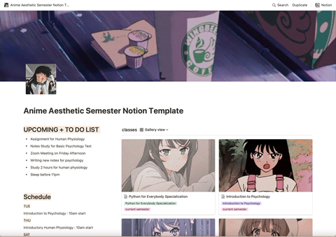 anime notion template