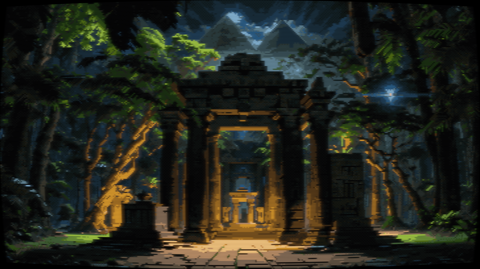 Pixel Art: Nightfall in the Jungle