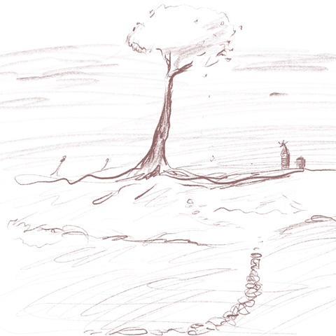 Sketch of a country landscape