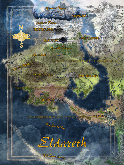 Fantasy map with cities