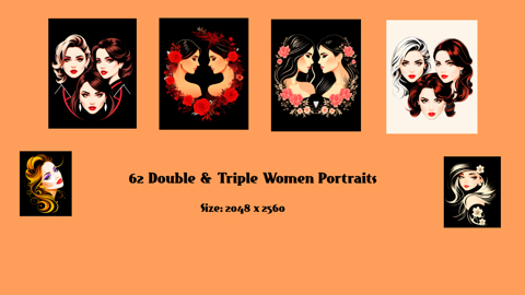 Double & Triple Women Portraits - Vincent Clarke's Ko-fi Shop - Ko-fi ️ ...