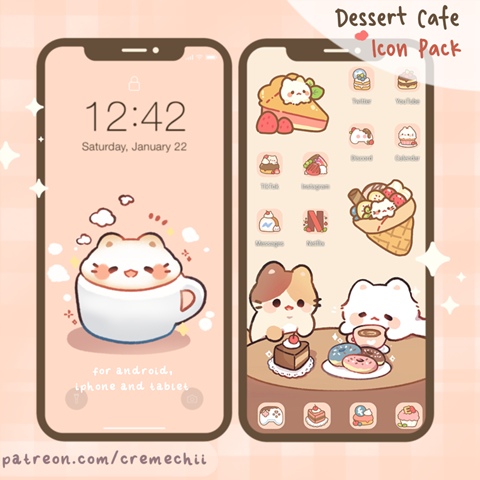 Cute Cats Icon Pack | Phone Theme | iOS & Android - Milkkoyo's Ko-fi Shop