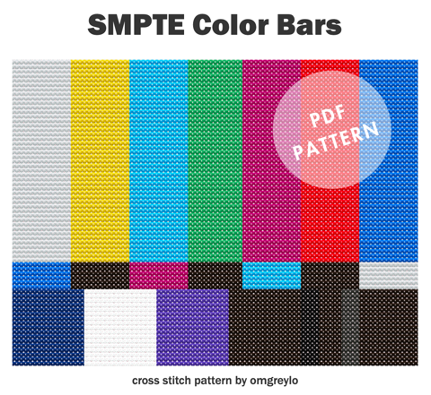 Cross Stitch Pattern - SMPTE Color Bars - omgreylo's Ko-fi Shop - Ko-fi ...