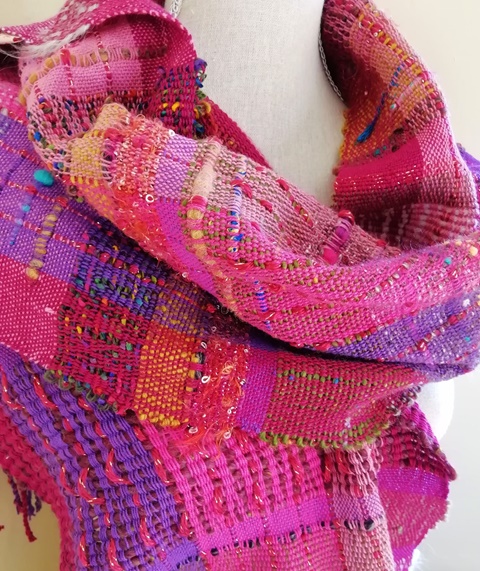 Saori shawl/wrap - hand woven 