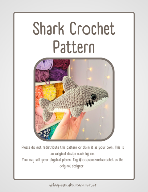 Crochet Shark PDF Pattern - 2 Hour Project + Great for Markets - US ...