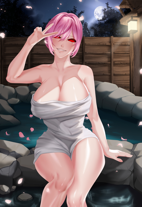 Aki in hot springs