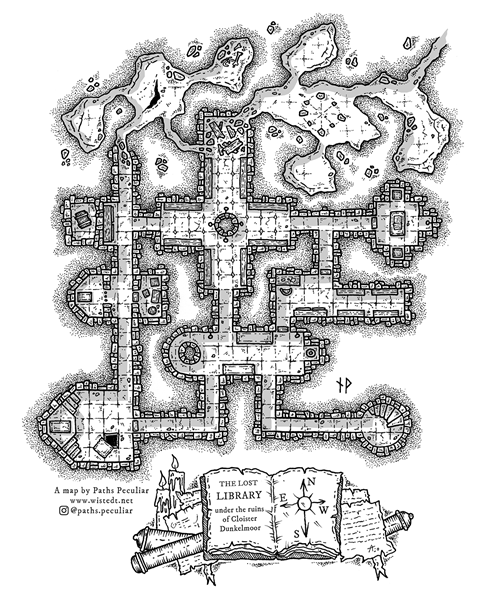 The Lost Library dungeon map