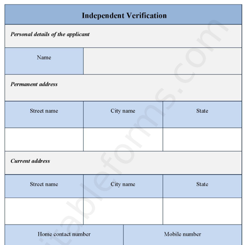 Independent Verification Fillable PDF Template - Editable Forms's Ko-fi ...