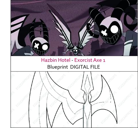 Hazbin Hotel - Exsorcists's Axe - Blueprint PDF for cosplay ...