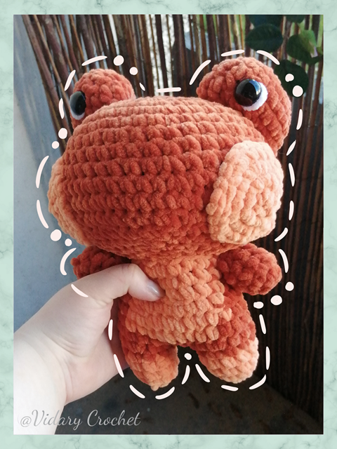 Crochet orange Frog Plush
