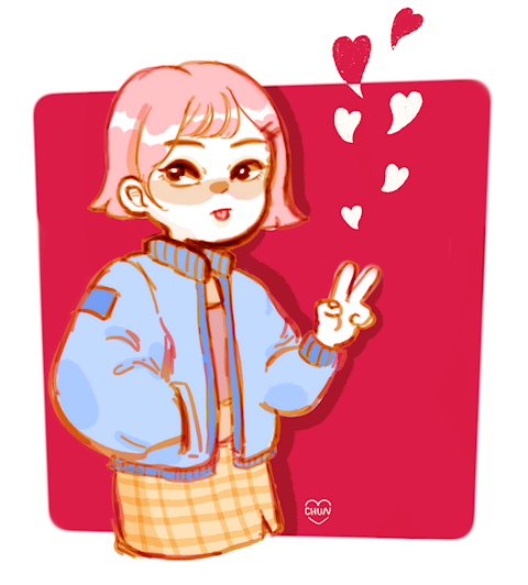doodle of pink haired girl 
