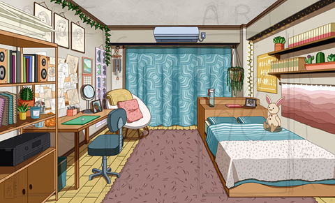 a painting of the bedroom in the anime serial  Stable Diffusion  OpenArt