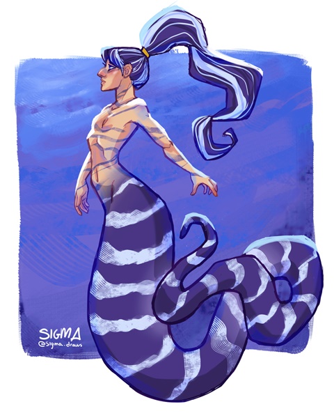 Marine snake mermaid