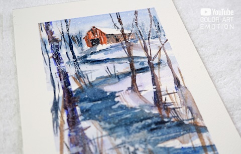 Winter scene done with watercolor :)