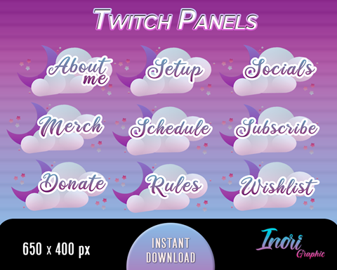 MOON & STARS PANELS for streaming on Twitch - inori707's Ko-fi Shop ...