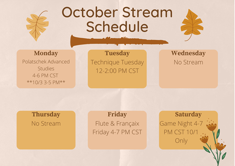 October Twitch Schedule