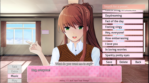 Playing with Monika's hair in Monika After Story Extra Everything submod 