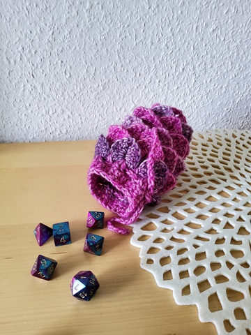pink and purple dice bag