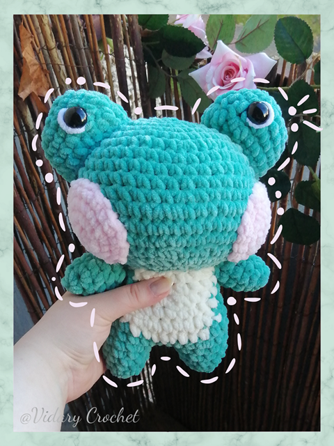 Crochet aquamarine turquoise Frog Plush
