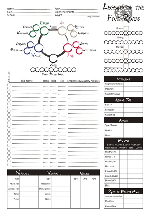 Legend of the Five Rings 4e character sheet - Oskar GHOTI's Ko-fi Shop ...