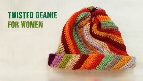 Easy twisted beanie hat for women