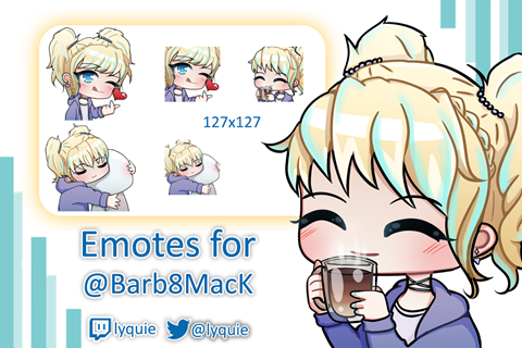 Emotes I made this month for Barb8Mack (≧▽≦)