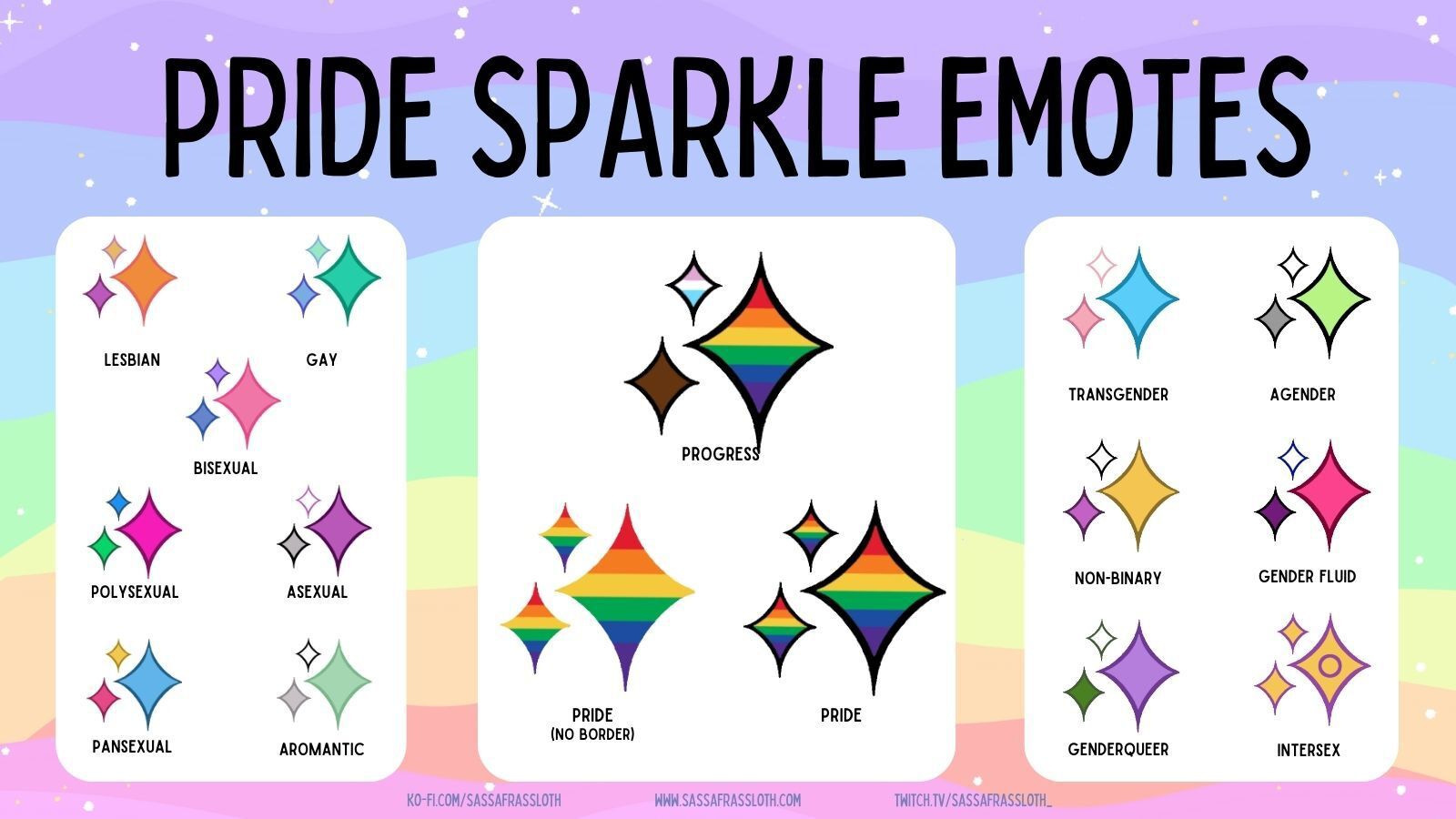 Pride Sparkle Emotes Free Sassafrassloths Ko Fi Shop Ko Fi ️ Where Creators Get Support