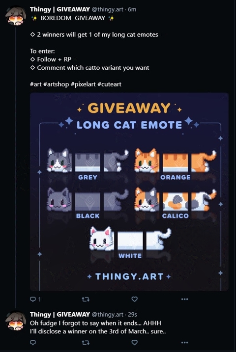 Long Catto Giveaway on bsky