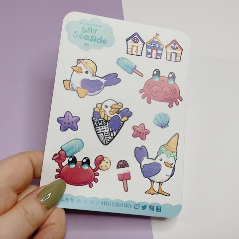 Bristlebearhog Sticker Sheet - Silly Seaside Bristlebearhog Sticker Sheet - Silly Seaside