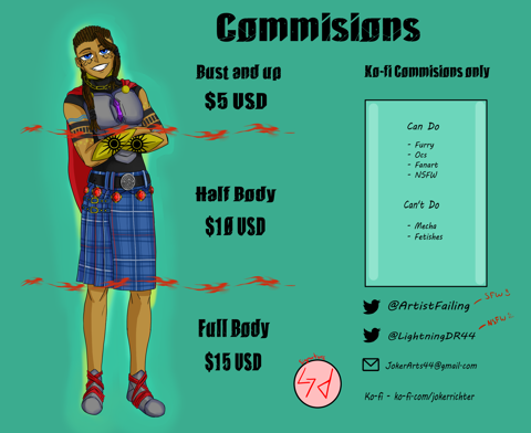 My New Commision Sheet For Full Colored Pieces