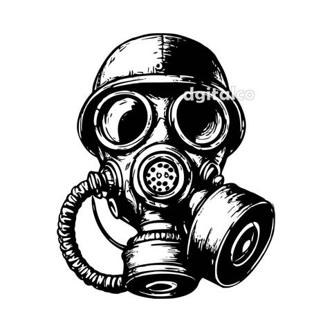 Military Gas Mask Ink Vector - Hand-Drawn Style Vector Graphic - D.Gi ...