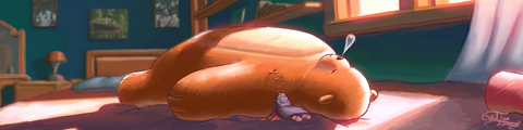 Gian the sleeping bear and his lil buddy