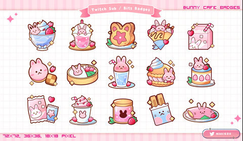 Bunny Cafe: Strawberry Twitch Badges