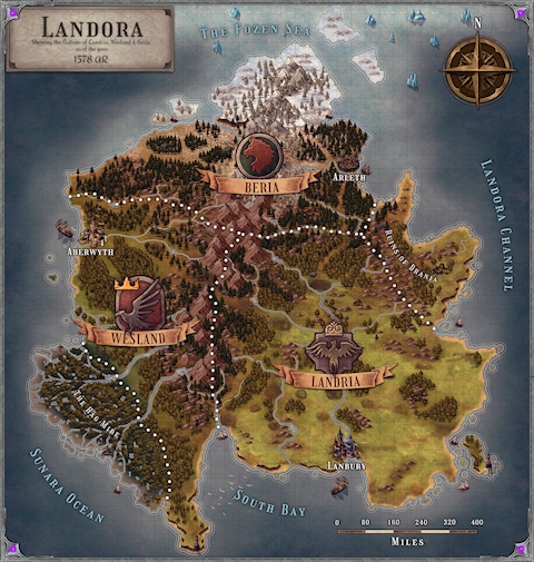 Map of Landora for the "Tavomia" Campaign Setting.
