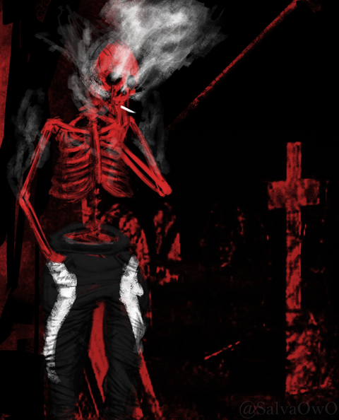 Dumb Grunge Skeleton smoking with cool pants