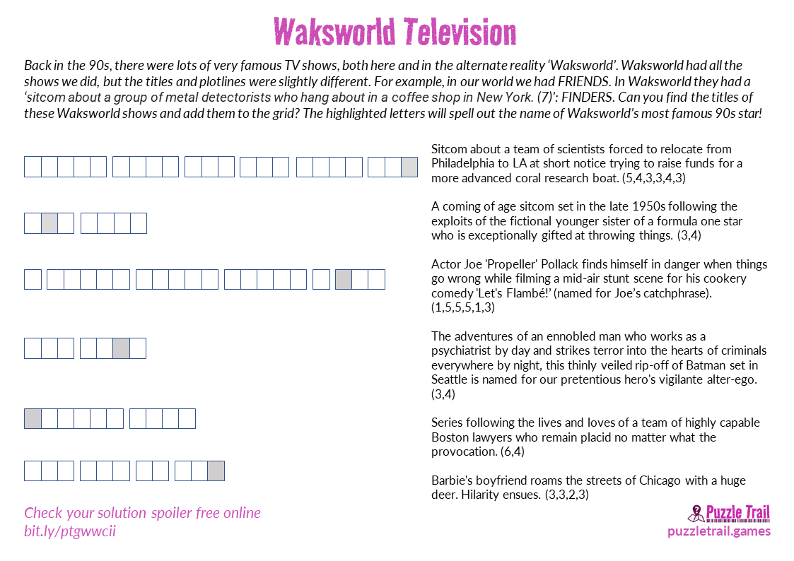Waksworld Television (EnigMarch Puzzle 13)