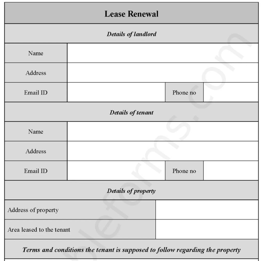 Lease Renewal Fillable PDF Template - Editable Forms's Ko-fi Shop - Ko ...